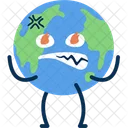 Earth Character Global Warming Icon