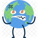 Earth Character Global Warming Icon