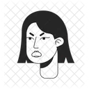 Angry short haired woman frowning eyebrows, screaming  Icon
