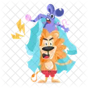 Animal Characters Lion Friend Rat Teasing Icon