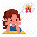 Nina Hambrienta Ansia De Comida Pensando En La Comida Icono