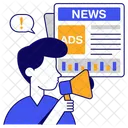 Anuncio De Noticias Marketing De Noticias Marketing Digital Ícone