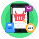 Anuncios Moviles Anuncios De Compras Comercio Movil Icono