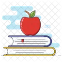 Apfel auf Büchern  Symbol