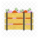 Apples in wooden crate  Icon