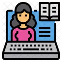 Portatil Libro Mujer De Negocios Icono