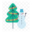 Navidad Arbol Muneco De Nieve Icon