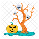 Arbol De Halloween Arbol Espeluznante Arbol Aterrador Icono