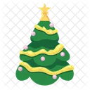 Arbol De Navidad Estrella Adornos De Oropel Feliz Arbol De Navidad Icono