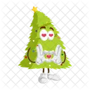 Mascotte Darbre De Noel Et Arriere Plan En Pose Amoureuse Mascotte Darbre De Noel Personnage Icône