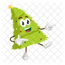 Mascotte Darbre De Noel Et Arriere Plan Salut Pose Mascotte Darbre De Noel Anime Icône