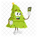 Mascotte Darbre De Noel Pose De Selfie Personnage Icône