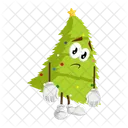 Mascotte Darbre De Noel Pose Triste Design Icône