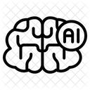 Arifcial intelegence in button with brain  Icon