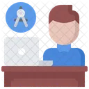 Hombre Computadora Brujula Icon