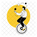 Artista De Circo Monociclo Equilibrio Icono