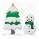 Árvore de natal e boneco de neve  Ícone