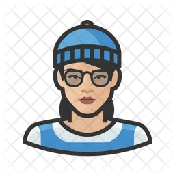 Asian Hipster Woman Icon