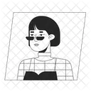 Asian woman with bob hairstyle and sunglasses  아이콘