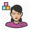 Asiatische Kindertagesstattenmitarbeiterin Kindertagesstatte Asiatisch Symbol