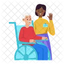 Assistance Old Man Wheel Chair Icon