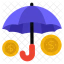 Argent Parapluie Financier Icône