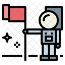 Astronaut And Flag  Icon