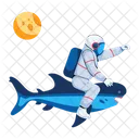 Astronaut Shark Astronaut Riding Spaceman Riding Icon
