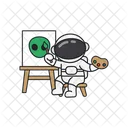 Astronauta pintando um quadro  Ícone