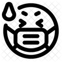 Asustado Emoji Con Mascarilla Emoji Icono