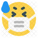 Asustado Emoji Con Mascarilla Emoji Icono