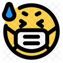 Asustado Emoji Con Mascarilla Emoji Icono