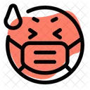 Asustado Emoji Con Mascarilla Emoji Icono