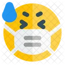 Asustado Emoji Con Mascarilla Emoji Icono