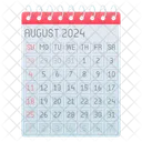 August Aug Calendar 아이콘