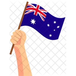 Australian hand holding Flag Icon