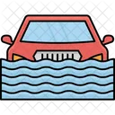 Auto Bei Hochwasser Wasser Autonom Symbol