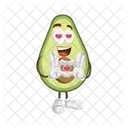 Avocado Mascot Love Icon