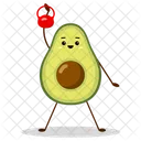 Avocado lifts a red kettlebell with his right hand  Icon