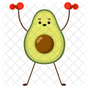 Avocado lifts red dumbbells over his head  Icon