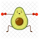Avocado sport with red dumbbells  Icon