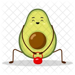 Avocado sport with red weight Emoji Icon