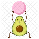 Avocado-Yoga mit rosa Fitball  Symbol