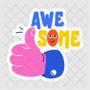 Awesome Thumbs Up Praising Word Icône