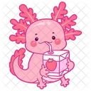 Axolotl bebiendo leche de fresa  Icono