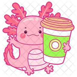 Axolotl Drinking Coffee  Icon