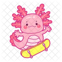 Axolotl genießen Skateboard  Symbol