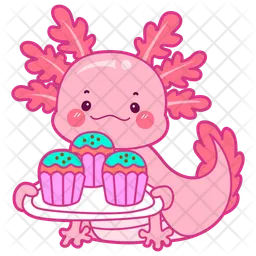 Axolotl Hold Cupcake  Icon