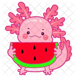 Axolotl isst Wassermelone  Symbol