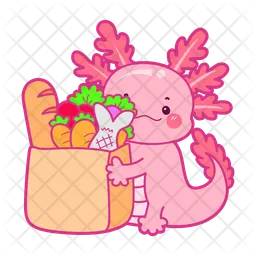 Axolotl mit Einkaufstüte  Symbol